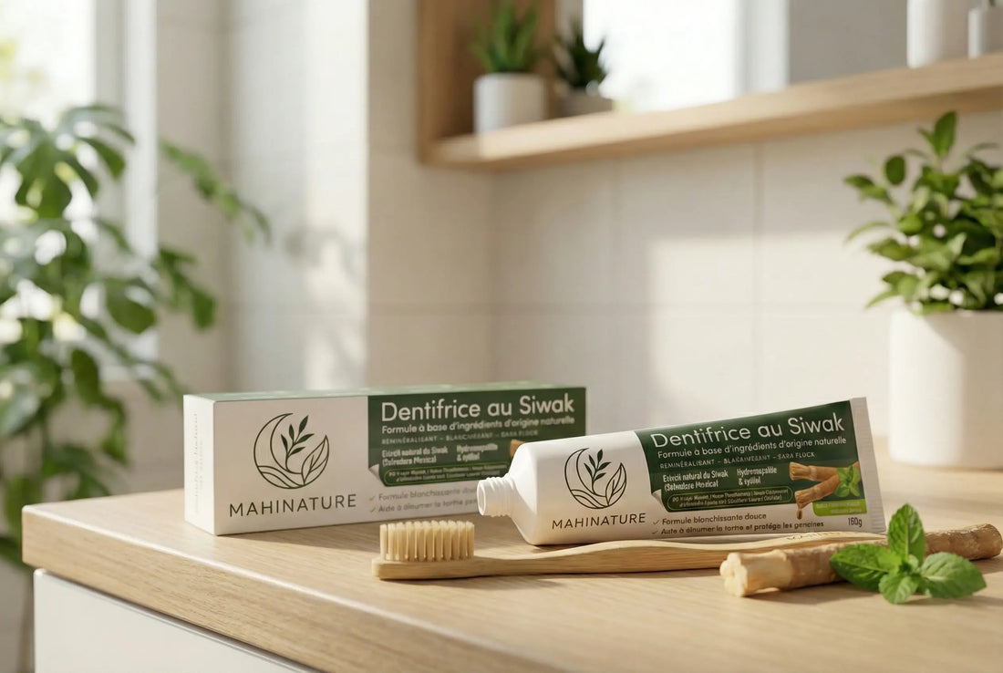 Dentifrice au Siwak et Hydroxyapatite Mahinature avec sa brosse à dents en bambou incluse