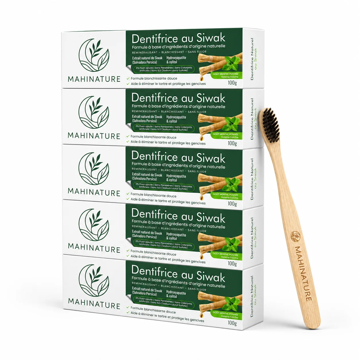 Pack mensuel de 5 boîtes de dentifrice Siwak Mahinature